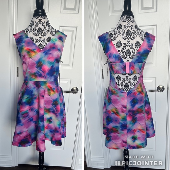 FELICITY & COCO McCall Bouquet Water Color Dress L - Picture 2 of 7